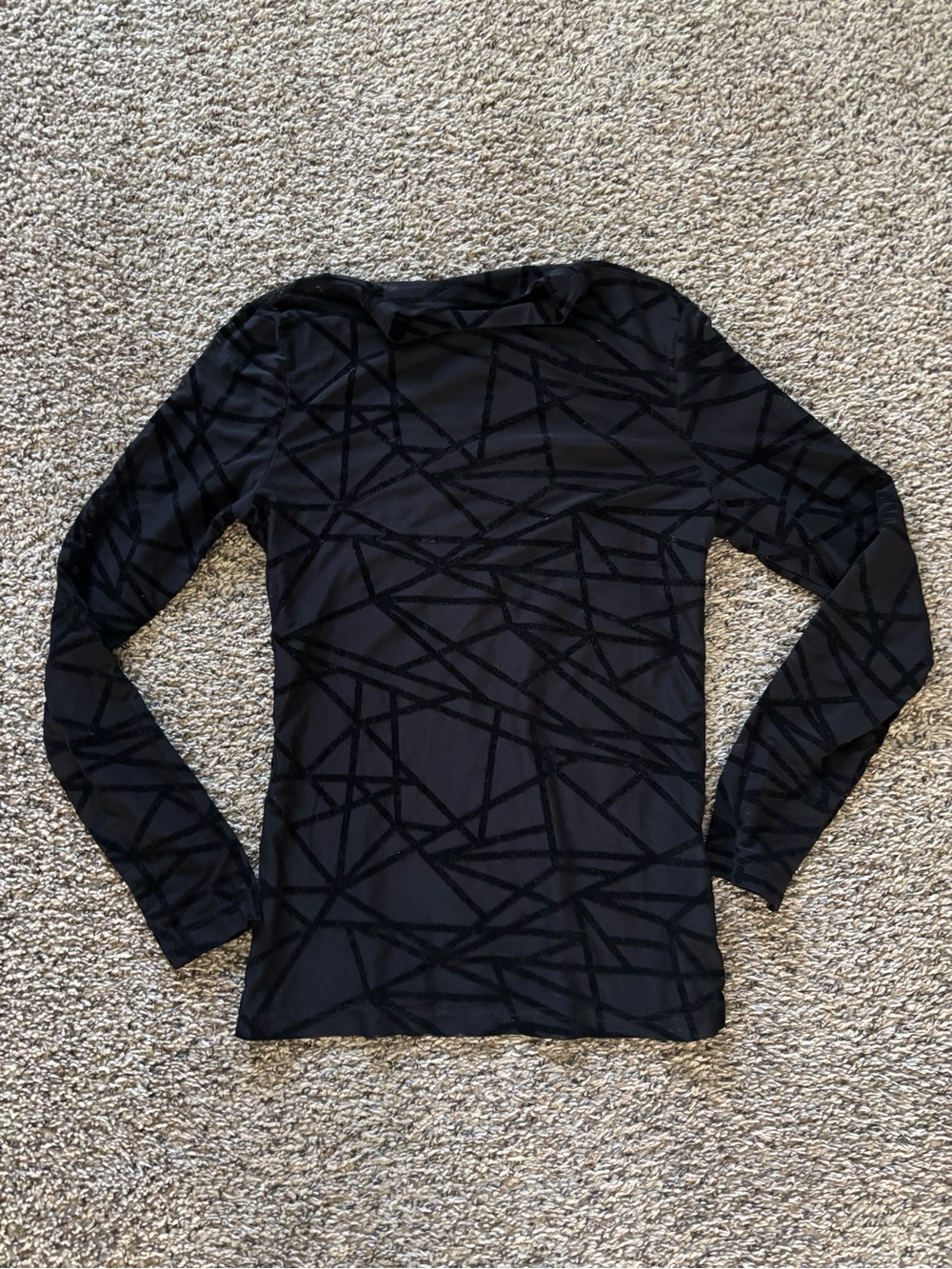 Sheer Women’s Long-Sleeve Black Patterned Top